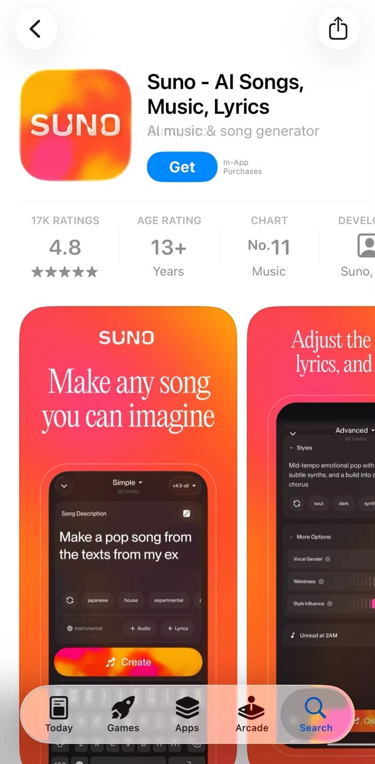 Suno on the App Store